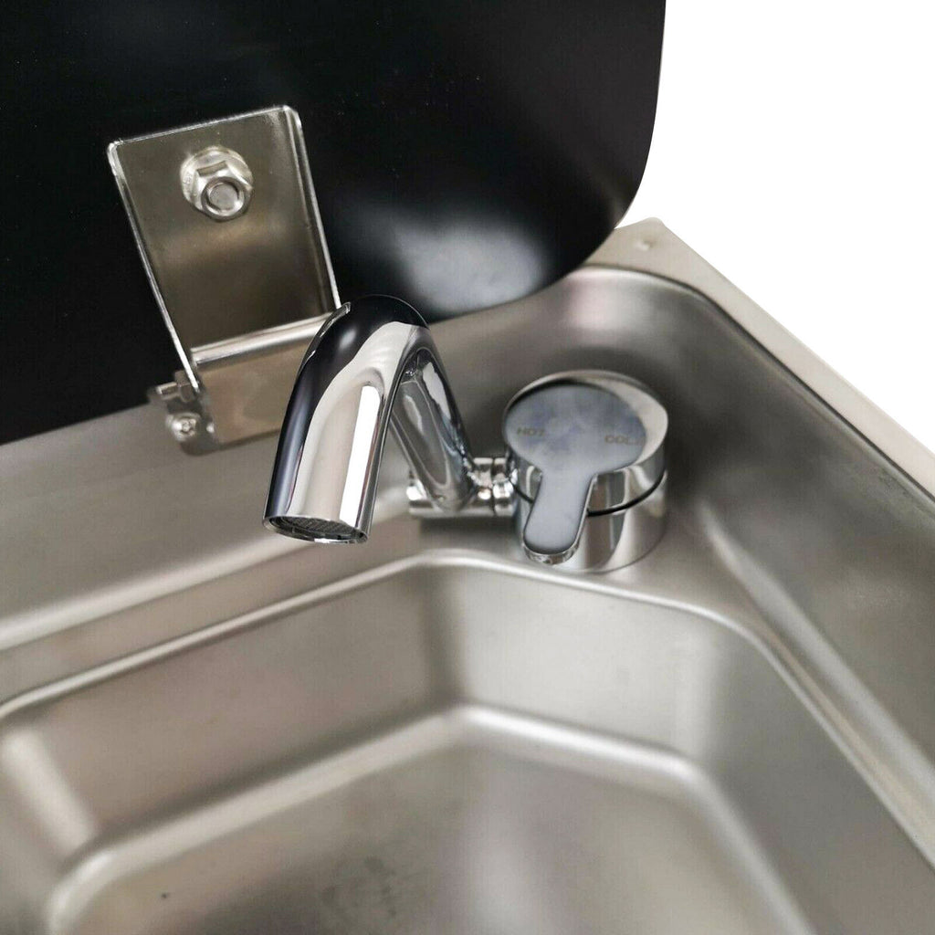 RV Gas Stove 1 Burner With Sink & Faucet Combo w/ Glass Lid S766378