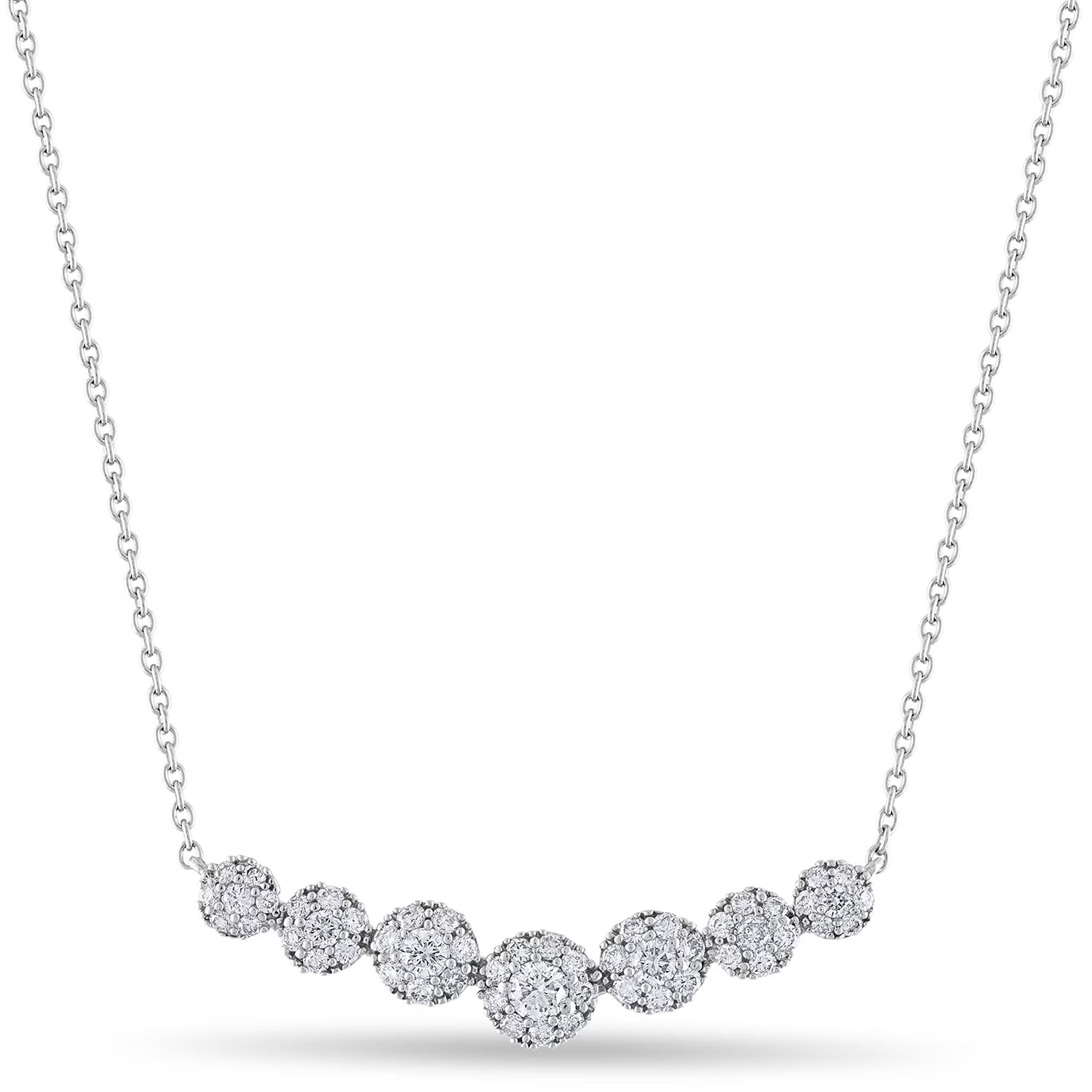 Diamond Curved Bar Necklace in 10K White Gold - 16" V89762