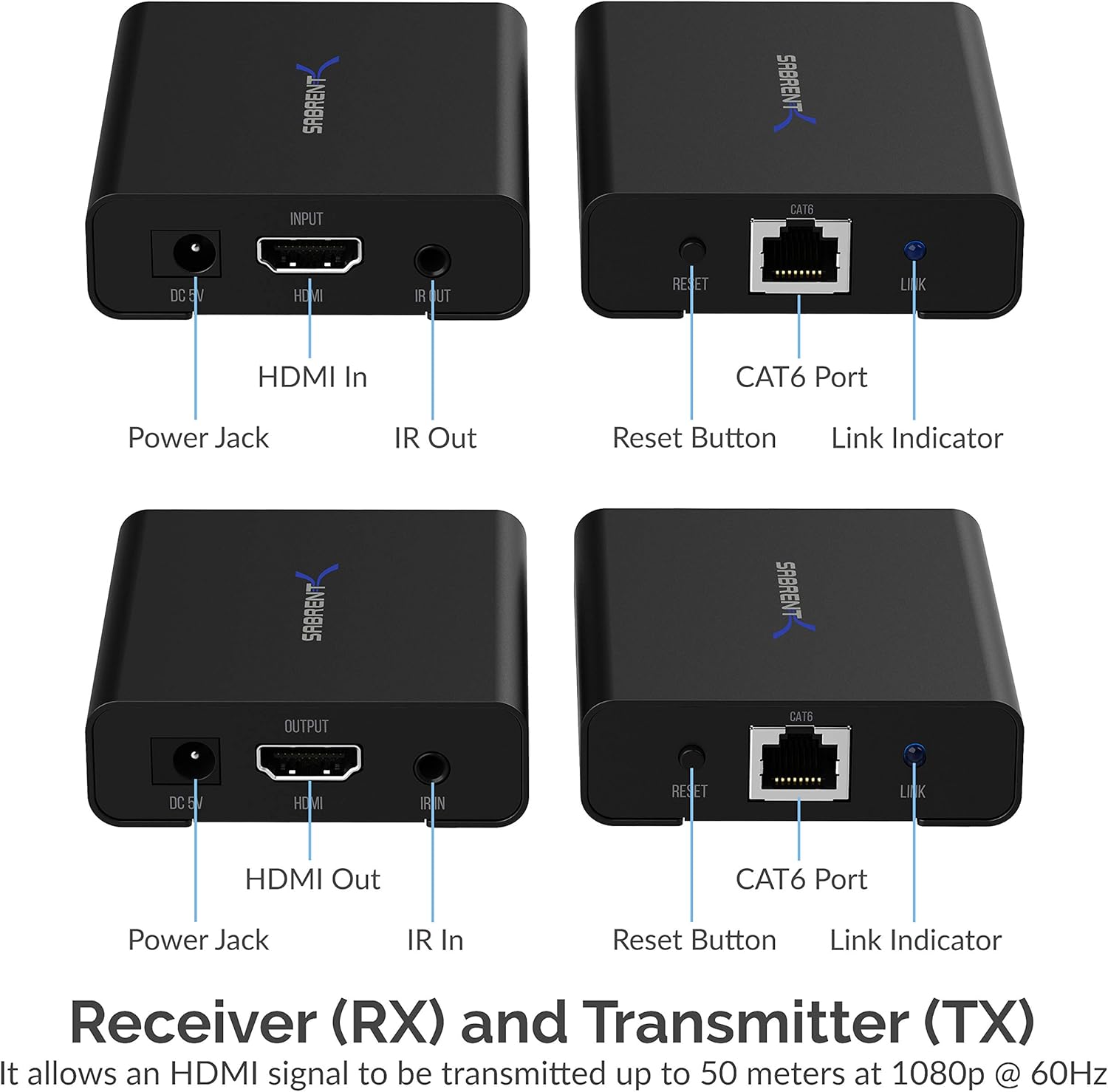 4K HDMI Extender Over CAT6 (60 Meters / 200 feet) J849