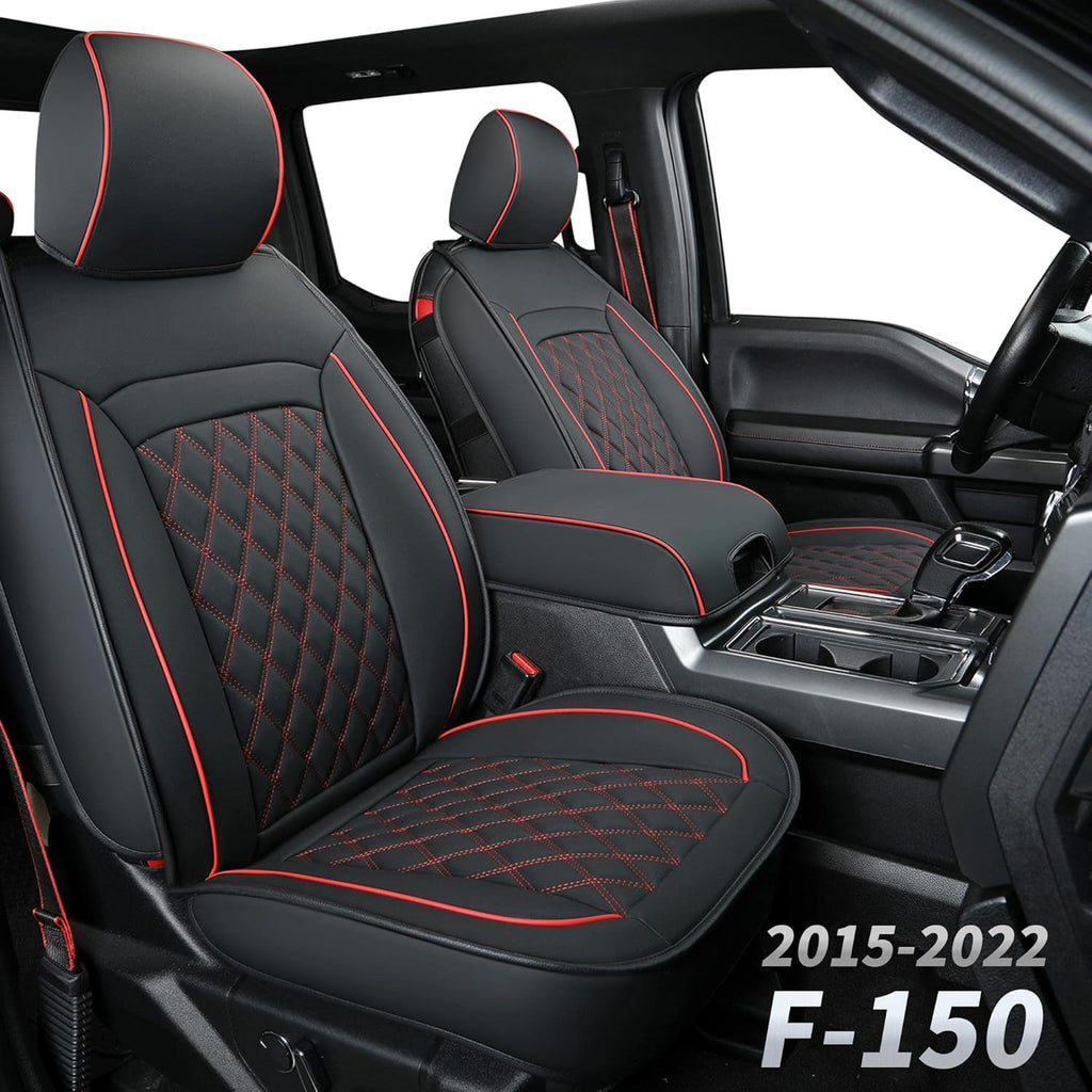 Black Faux Leather Seat Covers Front Set 2pcs E964670