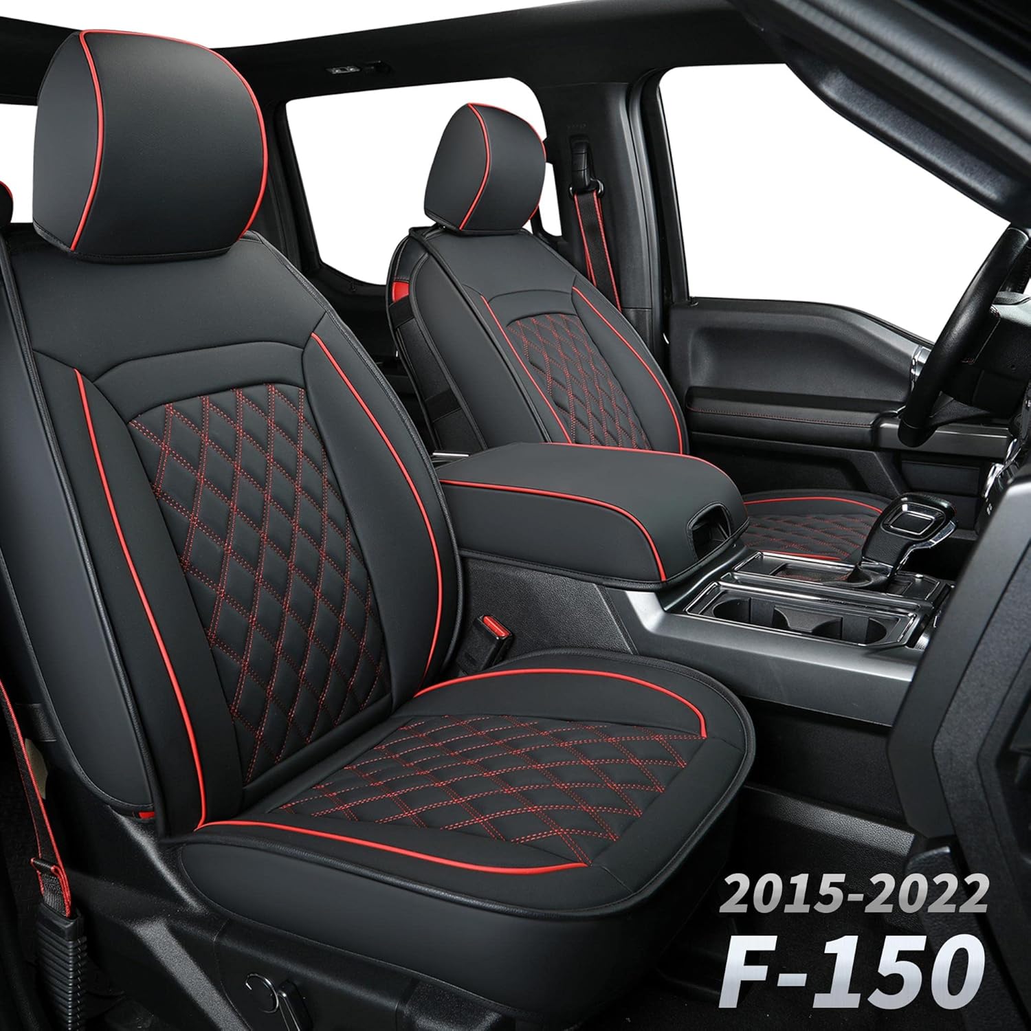 Black Faux Leather Seat Covers Front Set 2pcs E964670