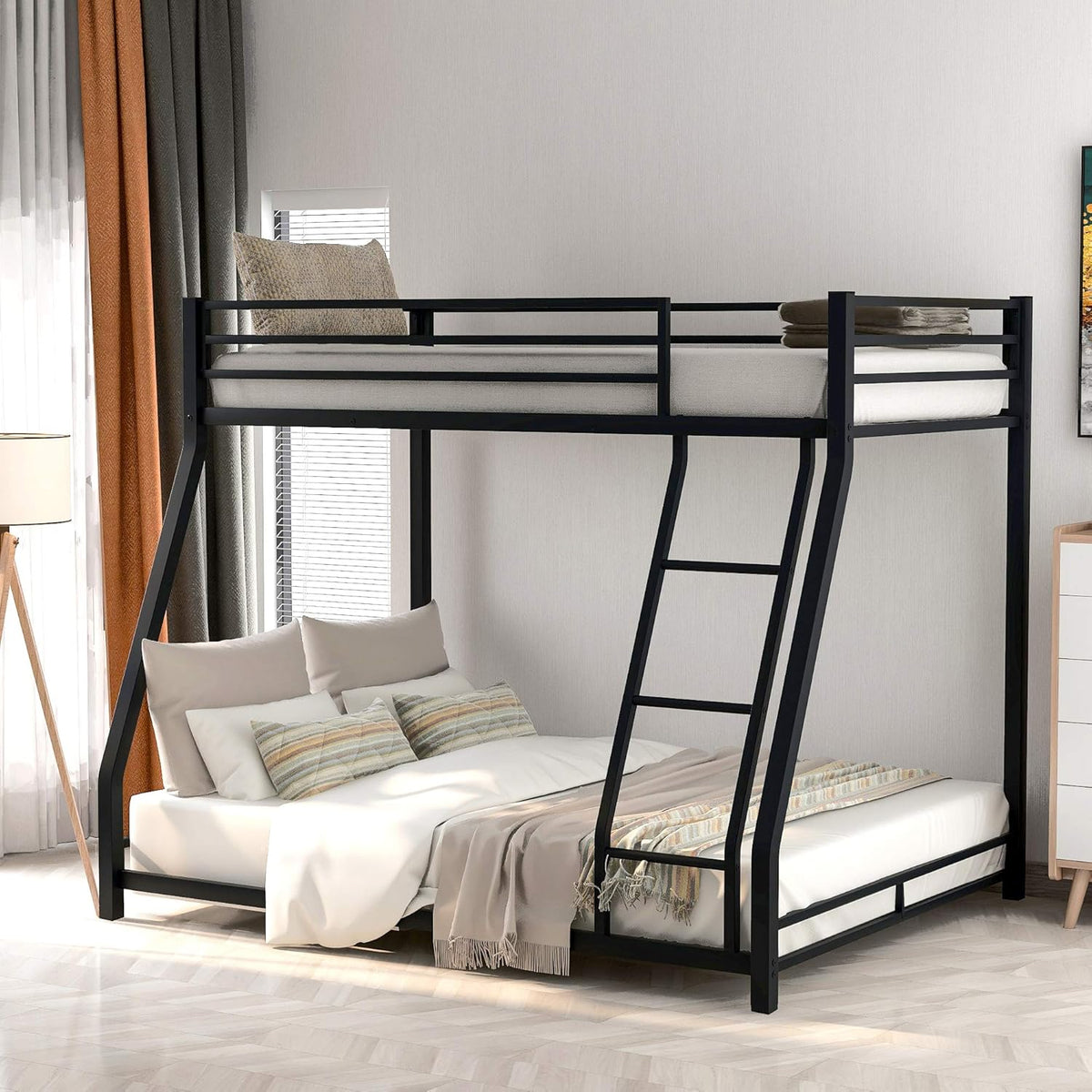 Twin Size Low Loft Bed with Slide, Storage Staircase, Safety Guardrails, Solid Pine Wood Bedframe, White X1988