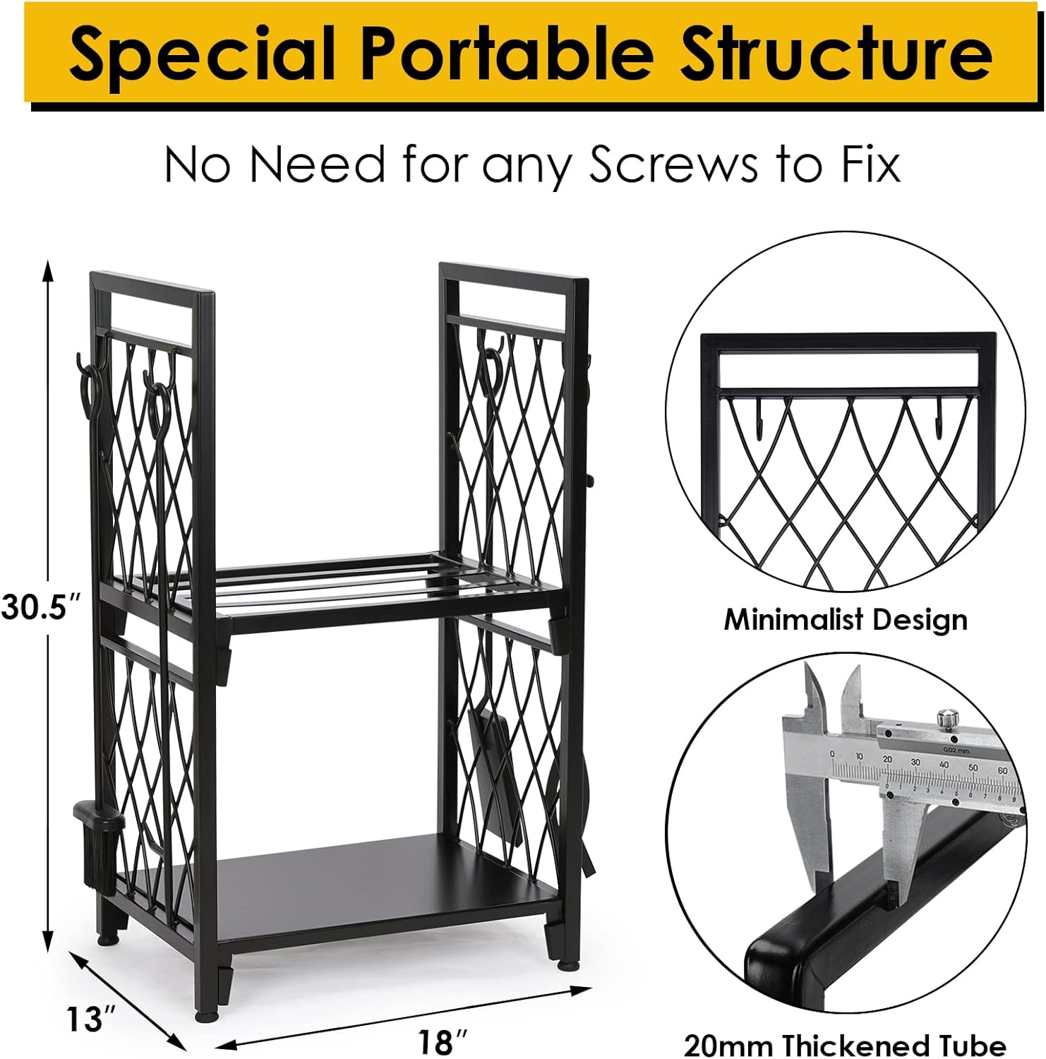 Modern Double layer Heavy Duty Steel Firewood Rack A813789