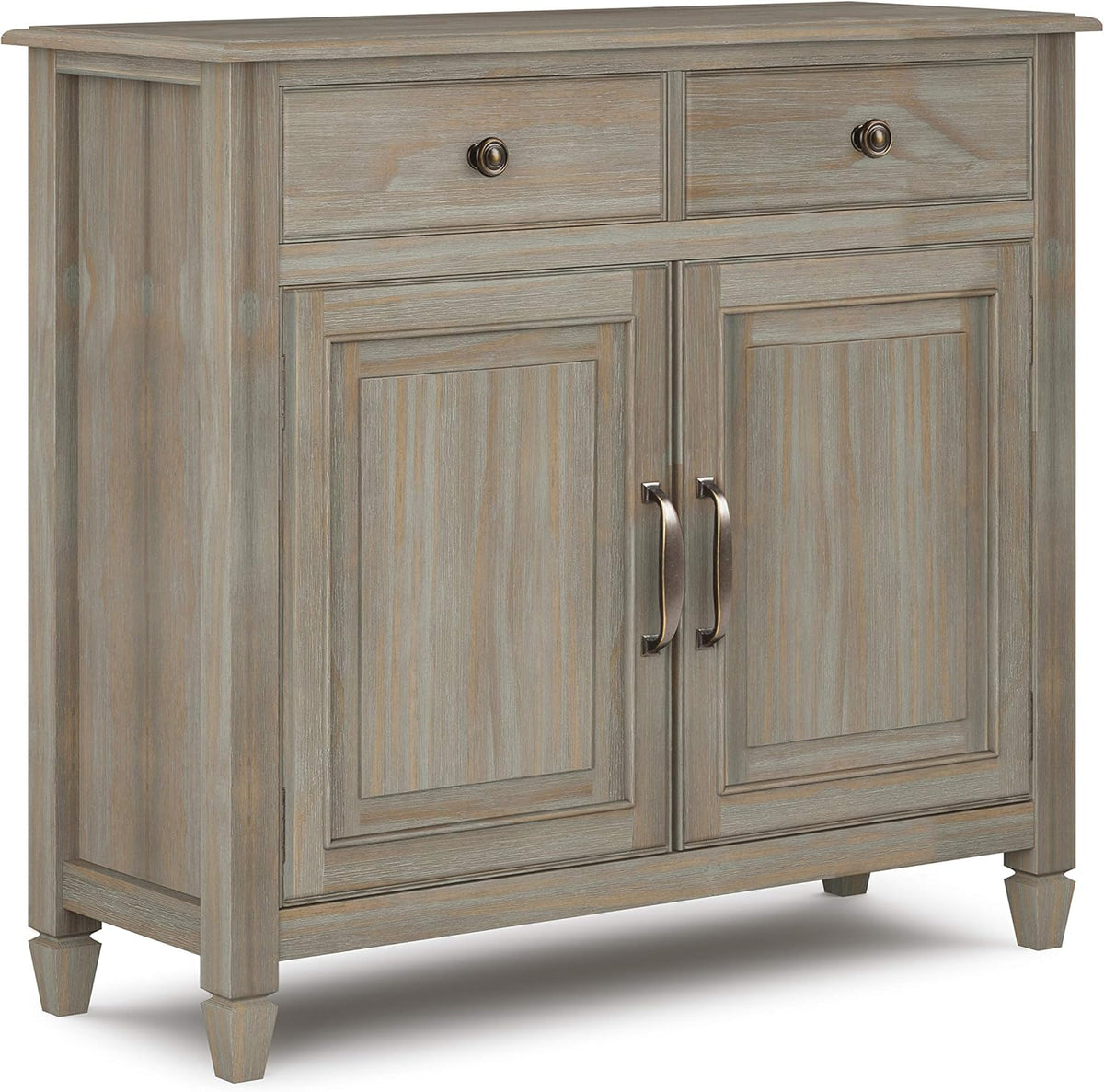 Distressed Grey Solid Wood Storage Cabinet with 2 Drawers and 2 Doors V568231