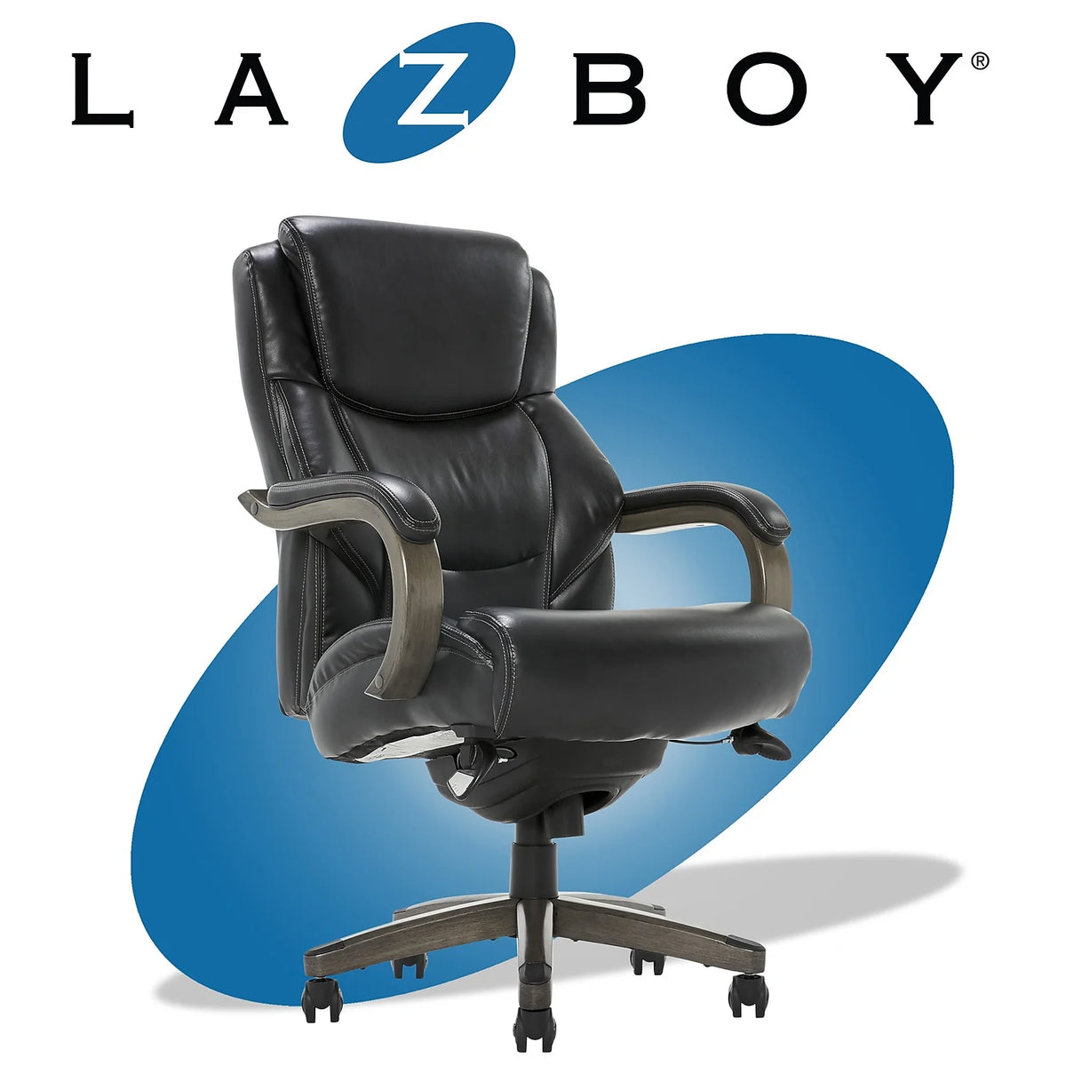 Jet Black/Gray Ergonomic Leather Executive Chair P2686