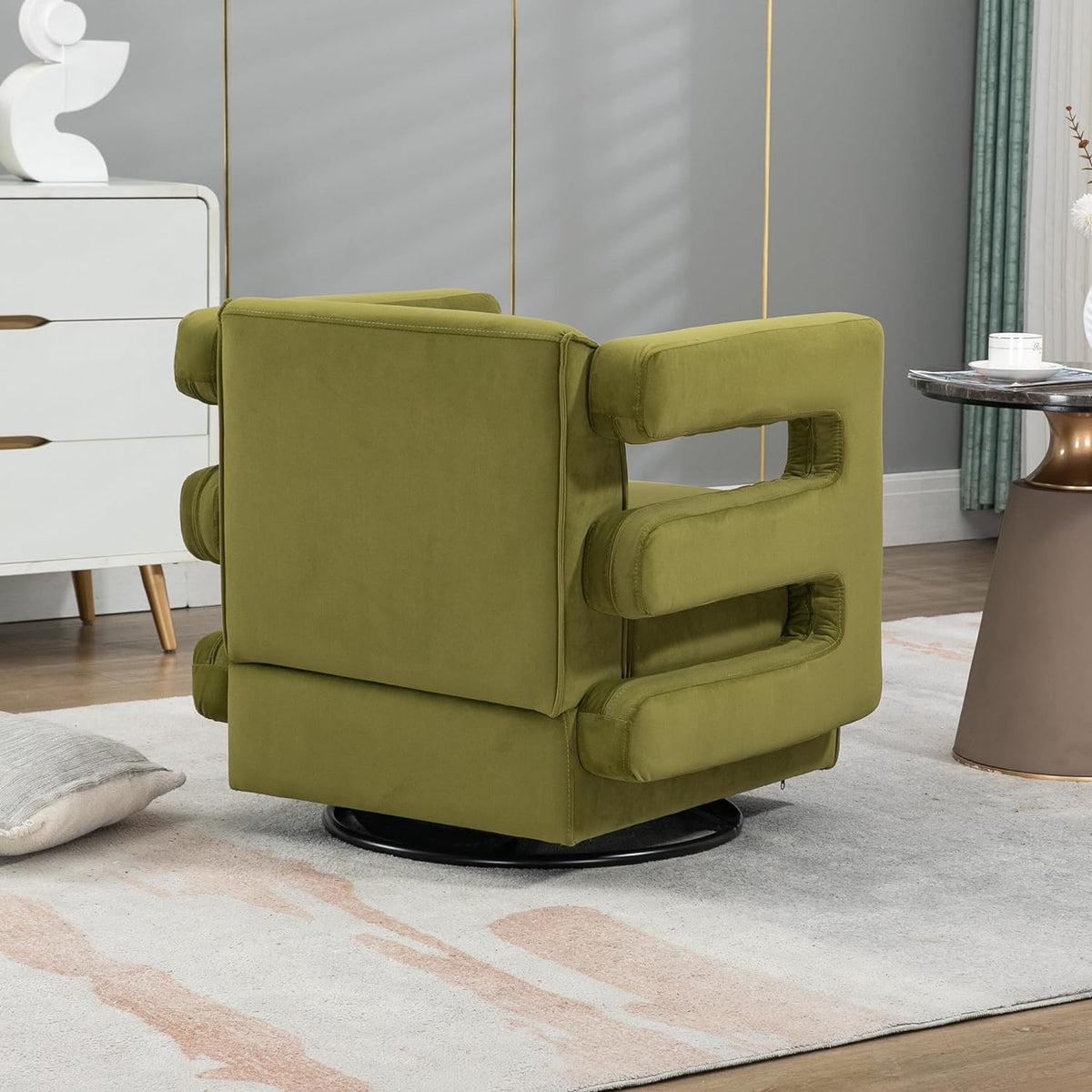 Olive Upholstered Swivel Accent Chair R32499