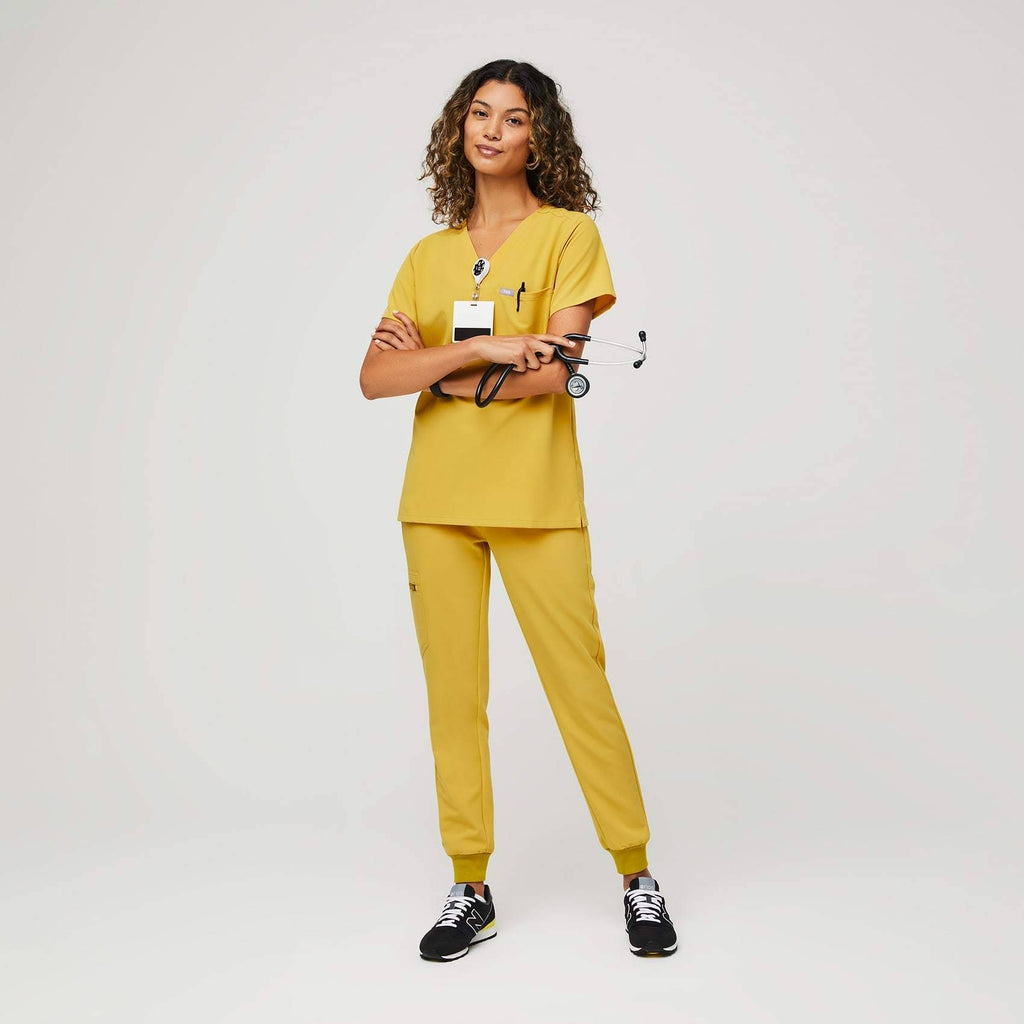 Light Gold One-Pocket Scrub Top D671073
