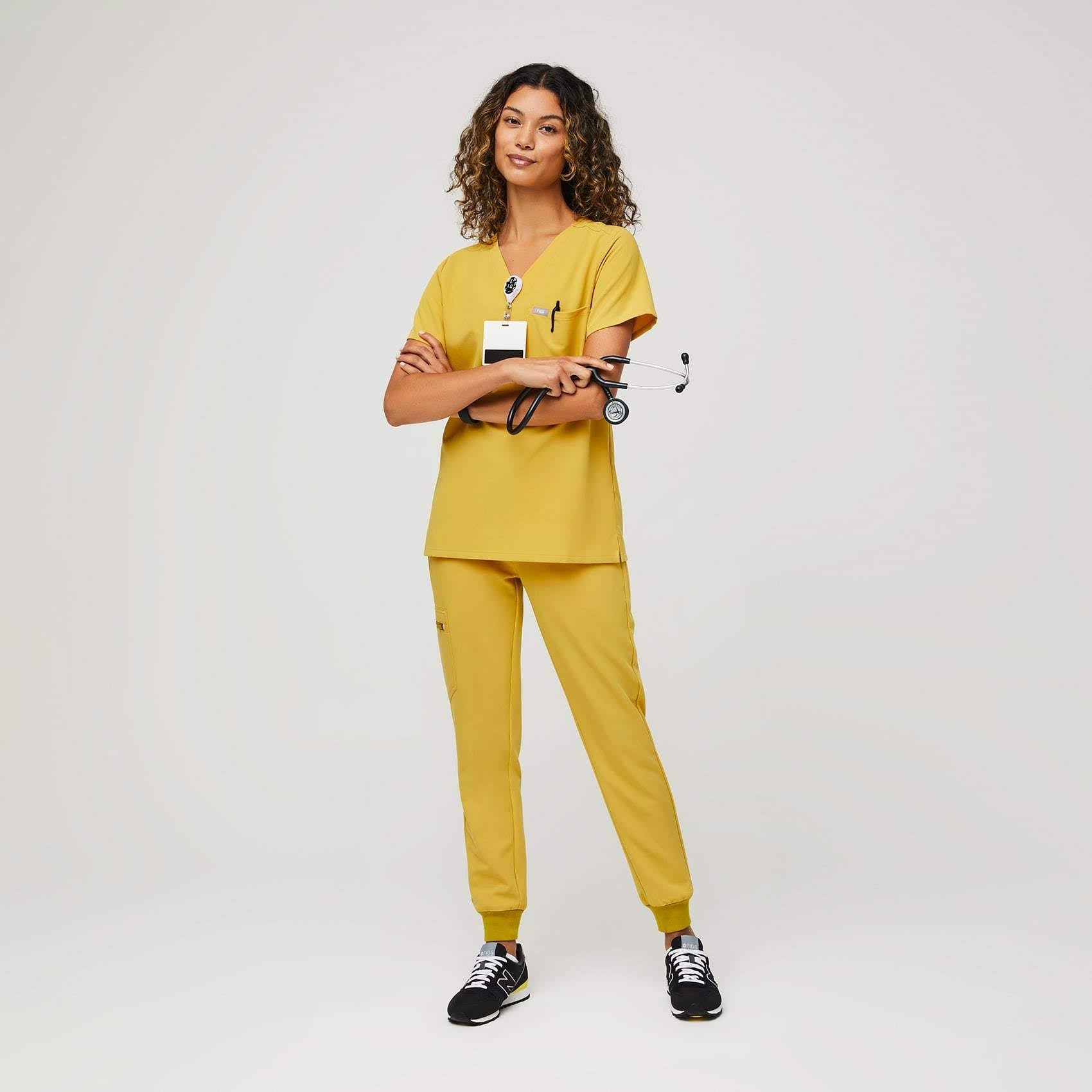 Light Gold One-Pocket Scrub Top D671073