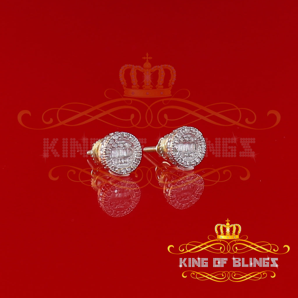 925 Yellow Silver 0.20ct Diamond Men's Round Earrings A816741