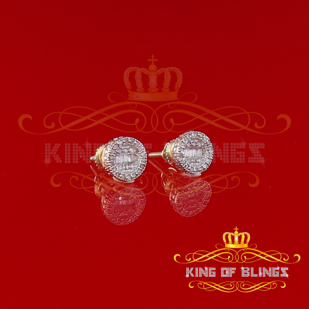 925 Yellow Silver 0.20ct Diamond Men's Round Earrings A816741