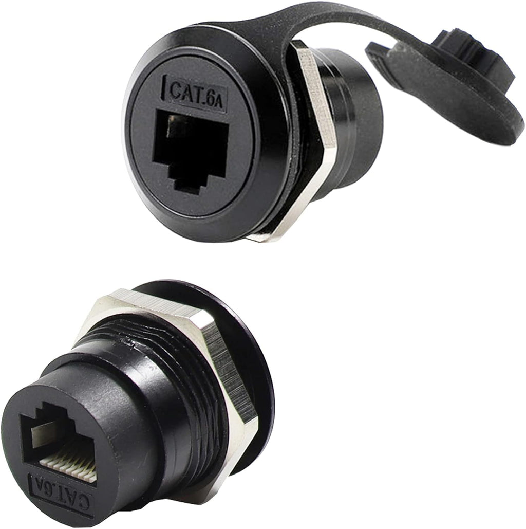 2 Pack RJ45 Shielded Panel Mount Coupler, CAT6A Female to Female Bulkhead Adapter L892