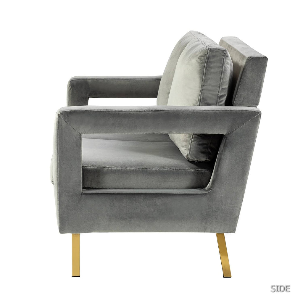 Black Loveseat with Gold Metal Legs D8607