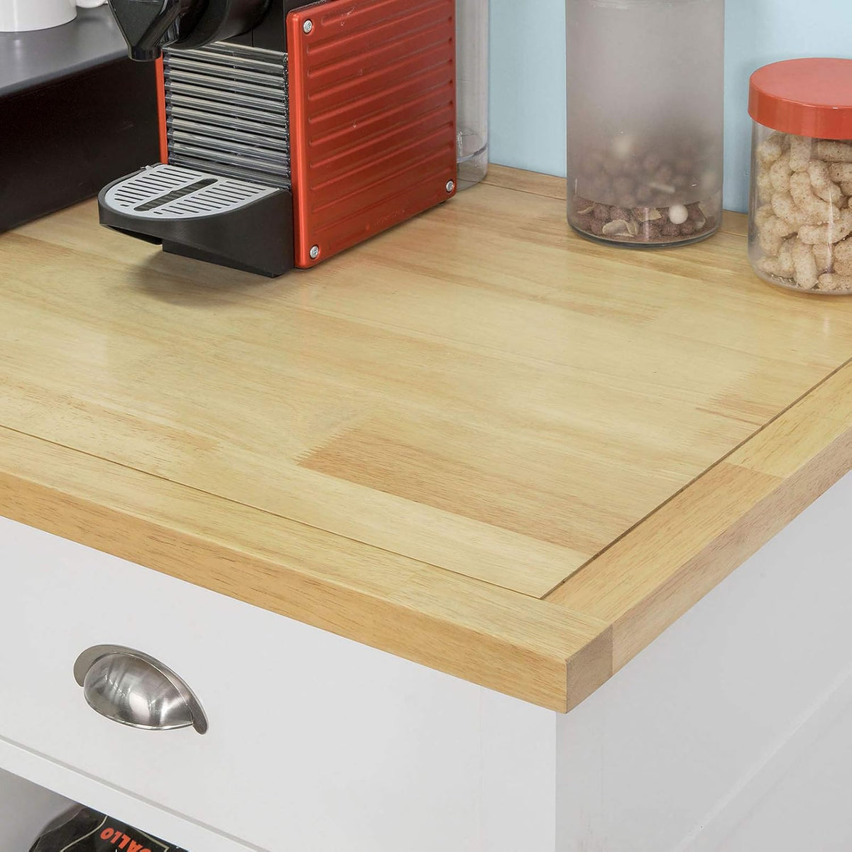 Kitchen Cart with Rubber Wood Top and Wide Drawer N1106