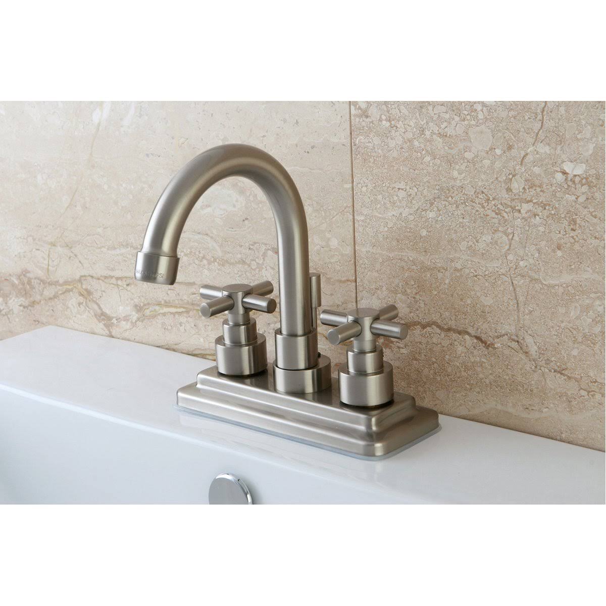 Polished Chrome Centerset Bathroom Faucet with Brass Pop-Up D1524
