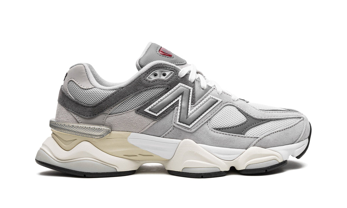 New Balance 9060 Sneakers - Grey and Cream with Burgundy Accents