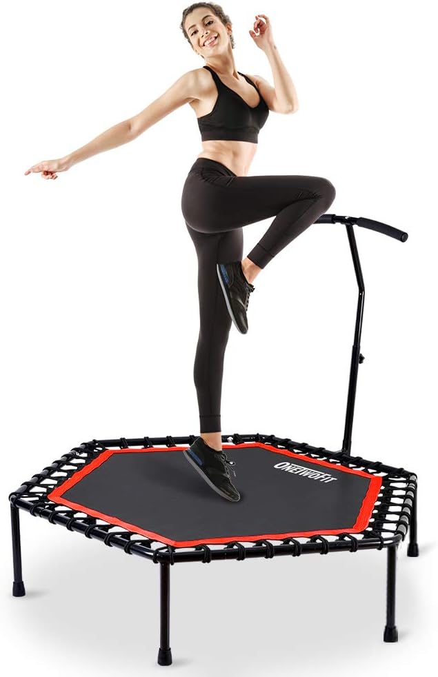 48 Silent Mini Trampoline with Adjustable Handle Bar Bungee Rebounder O31335