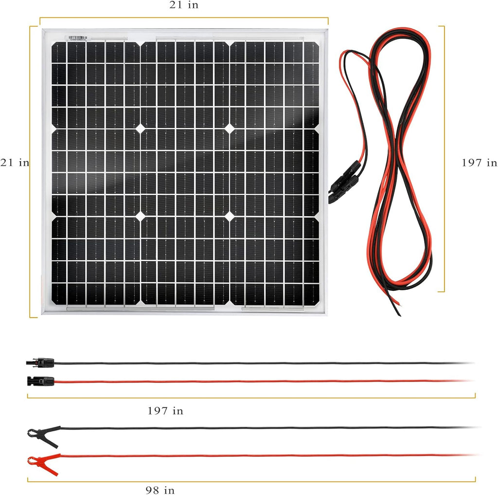 50 Watt 12 Volt Monocrystalline Solar Panel Kit with 30A PWM Charge Controller C60551