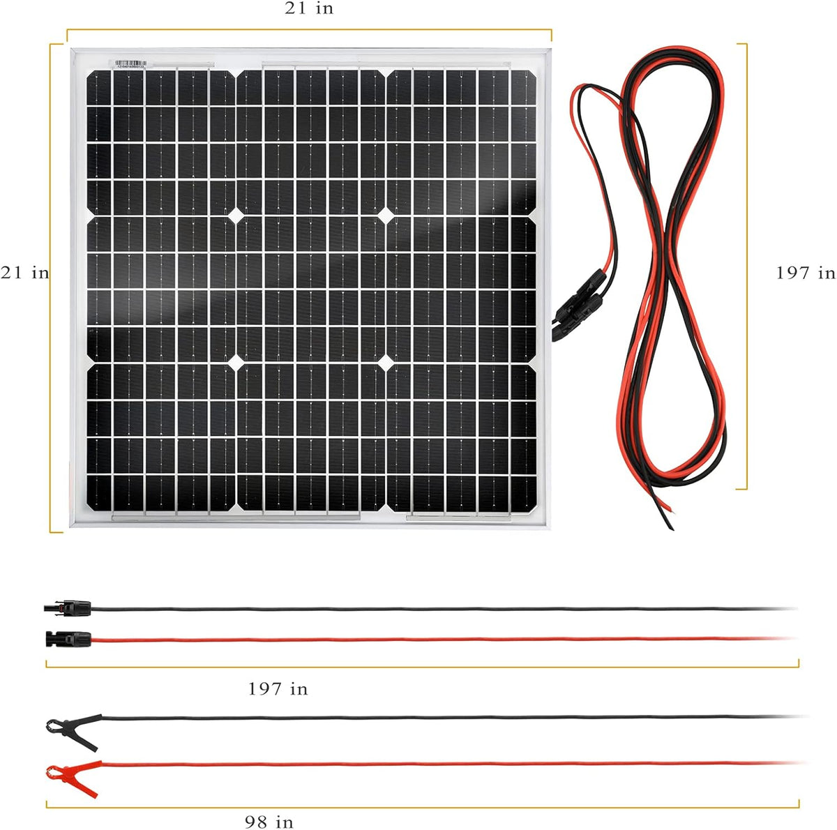 50 Watt 12 Volt Monocrystalline Solar Panel Kit with 30A PWM Charge Controller C60551