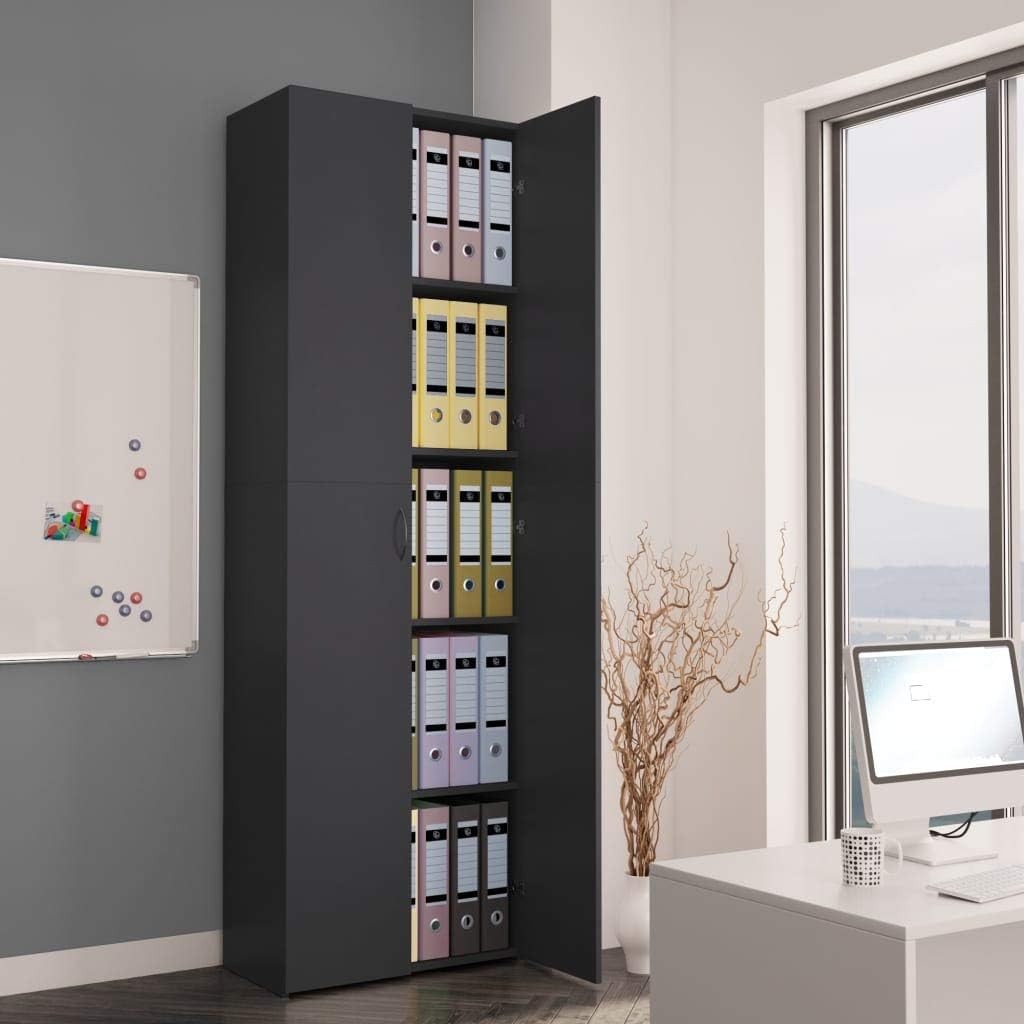 Office Cabinet with 5 Storage Shelves Two Doors Chipboard Letter File Cabinet Q925632