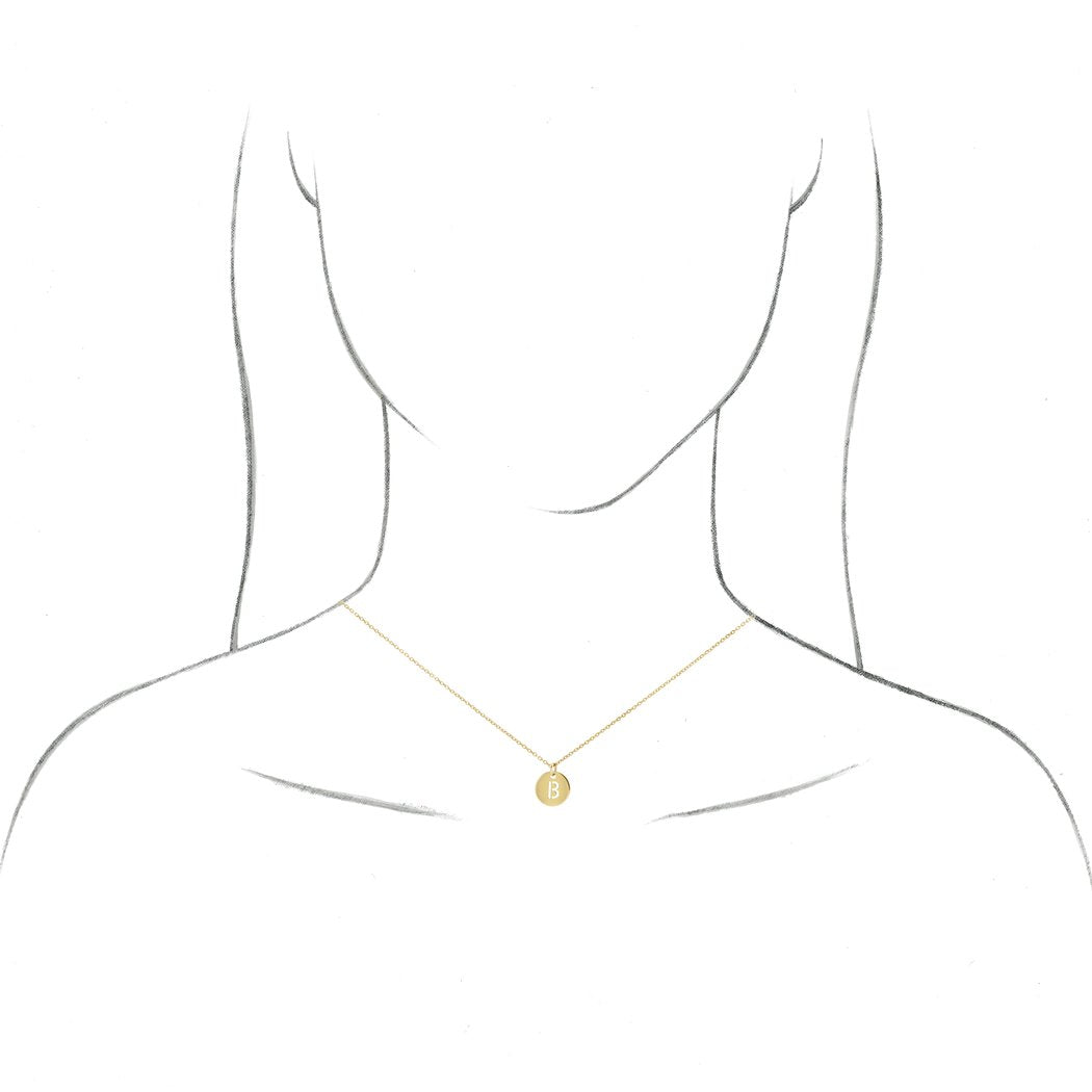 Polished 10mm Initial Disc Pendant Necklace S22246