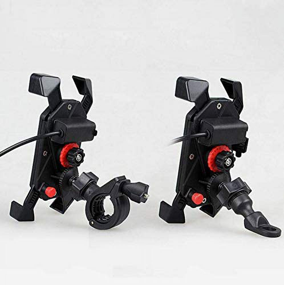 USB Charge Motorcycle Handlebar Mount Clamp Cellphone Holder Universal for 12V/24V Vehicles U19513