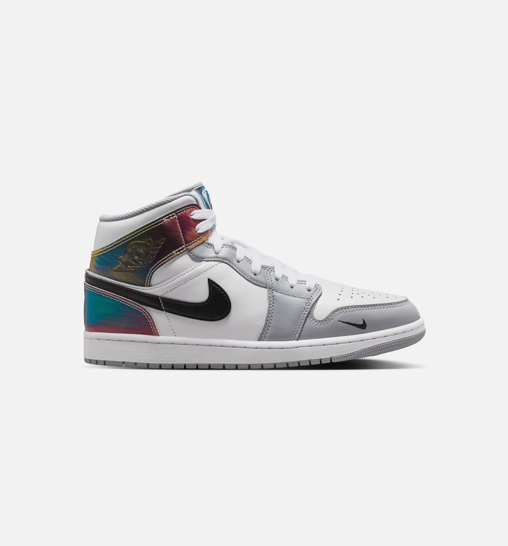 Air Jordan 1 Mid SE Men's Lifestyle Sneakers - Black/White/Wolf Grey