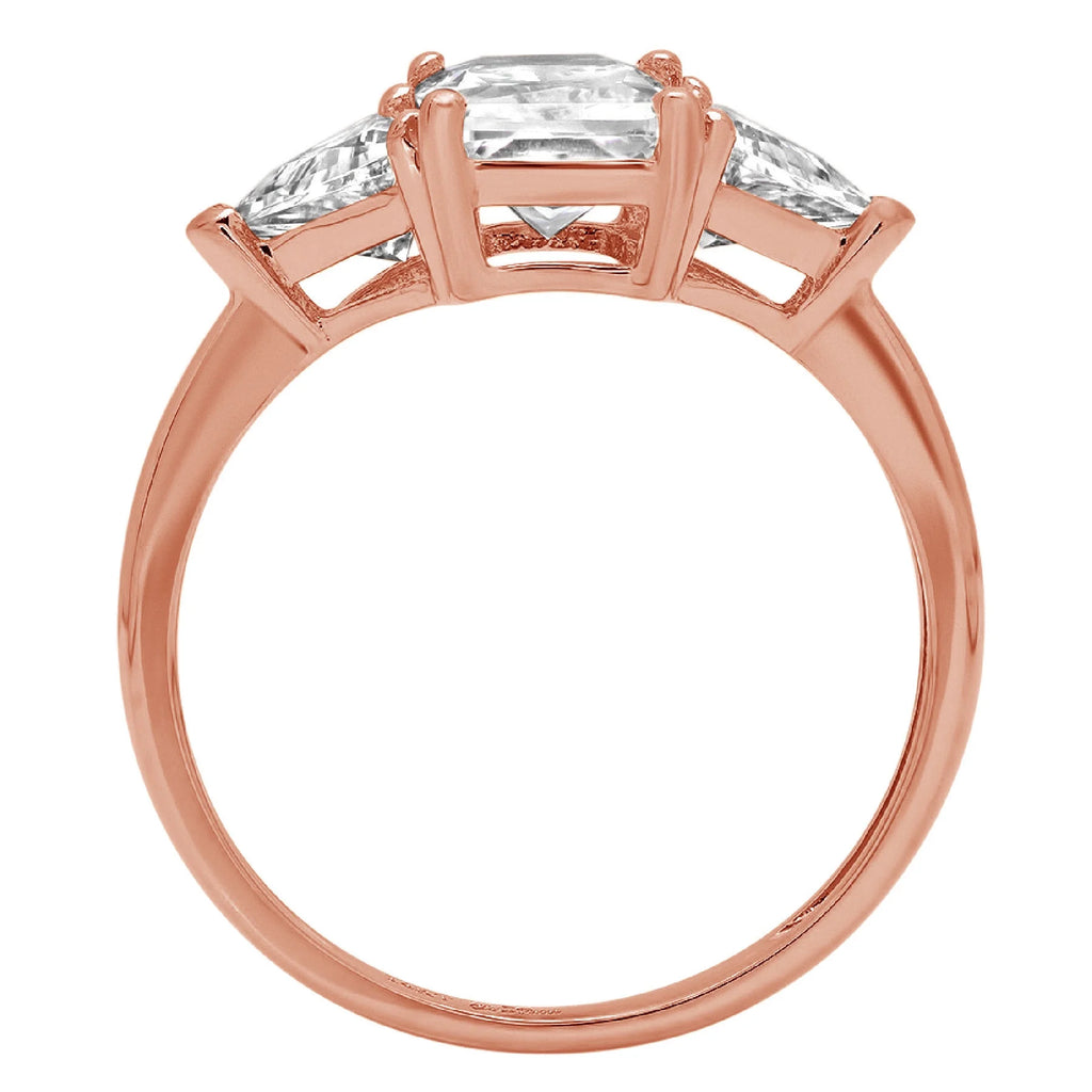 18K Rose Gold Three-Stone Diamond Engagement Ring S1301