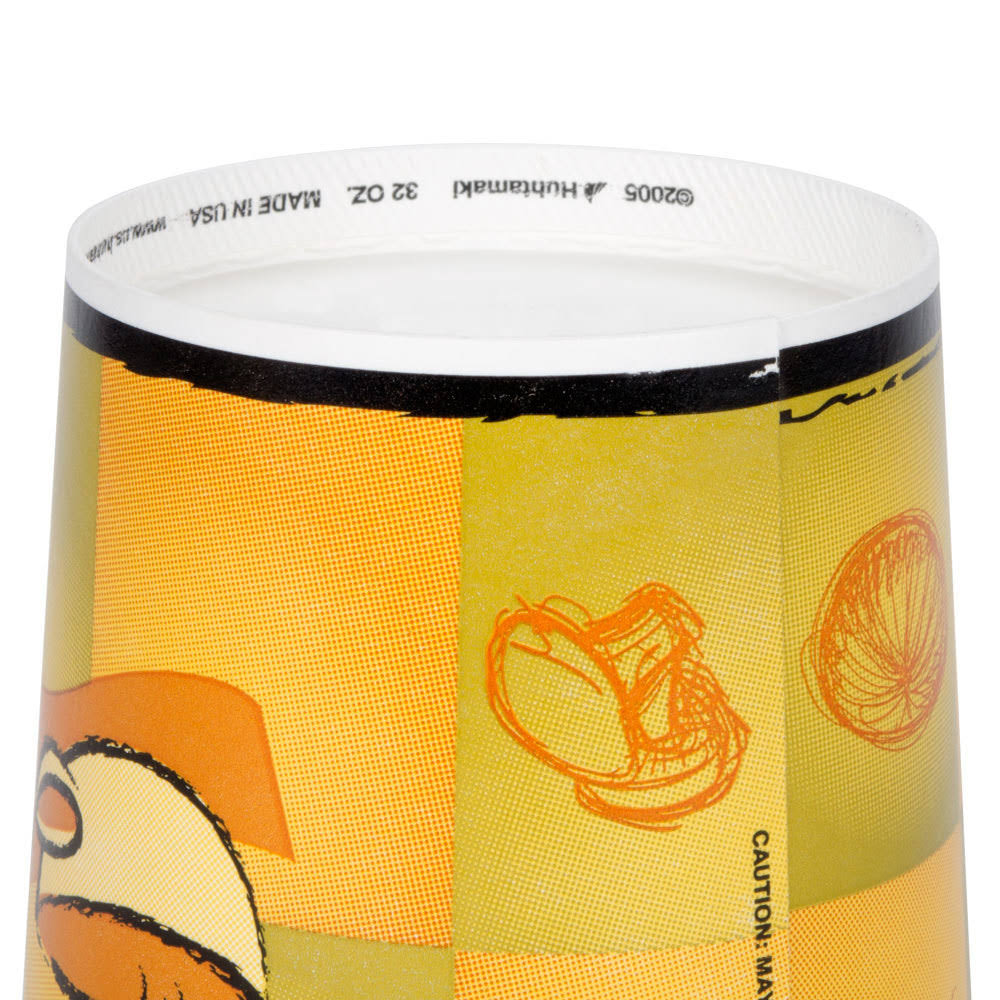 32 oz Double-Wall Poly Paper Soup Cup with Plastic Lid - 250/Case T3473