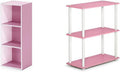 3-Tier Open Shelf Bookcase & 3-Tier Display Rack, White/Pink P118221
