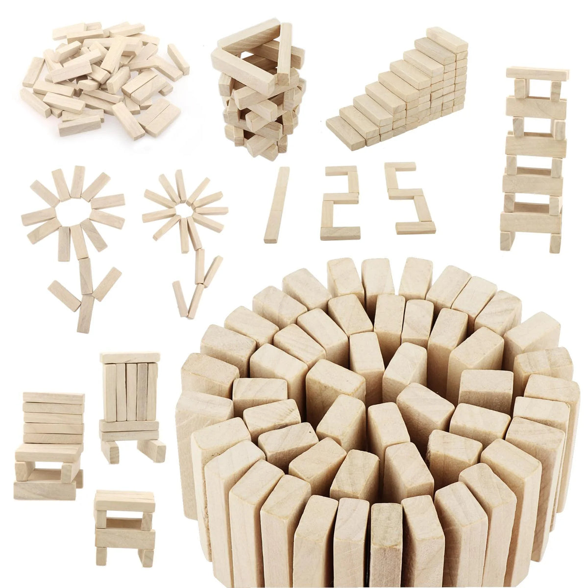 50 Pieces Classic Blocks Wooden Bricks Building Game C351