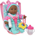 12 Inch Soft Body Black Baby Doll Travel Set with Booster Seat Carrier G29702