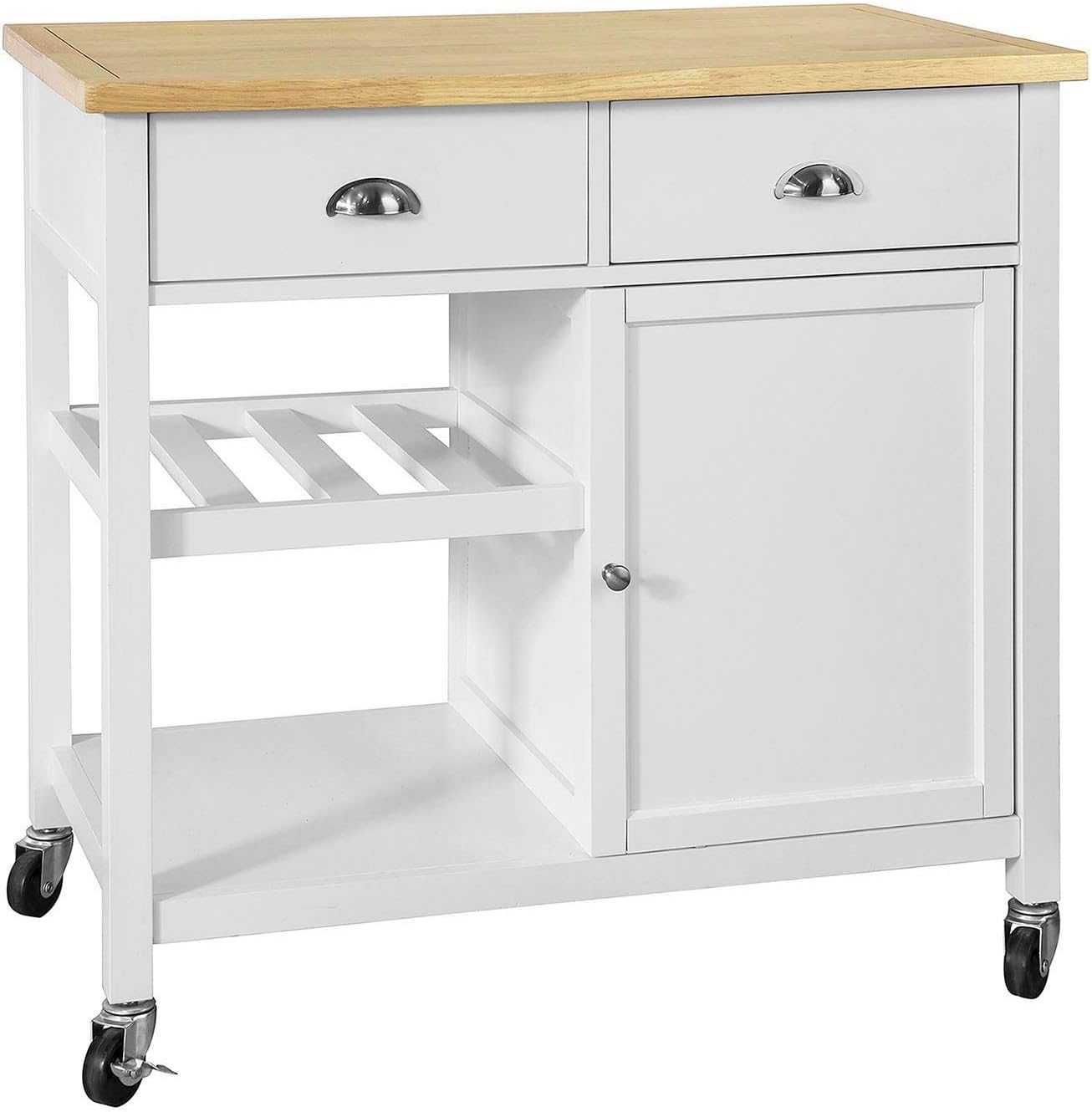 Kitchen Cart with Rubber Wood Top and Wide Drawer N1106