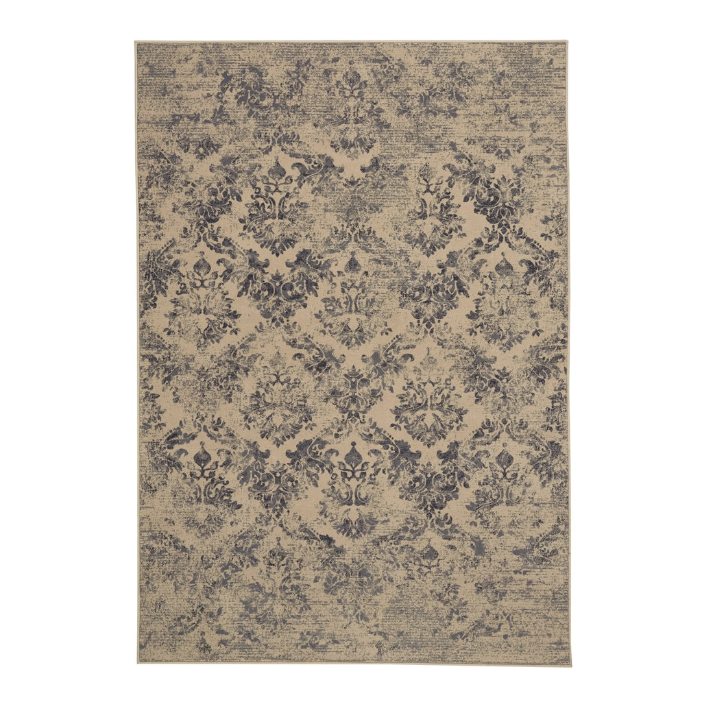 Cream Green Rectangle Machine Woven Rugs C389396
