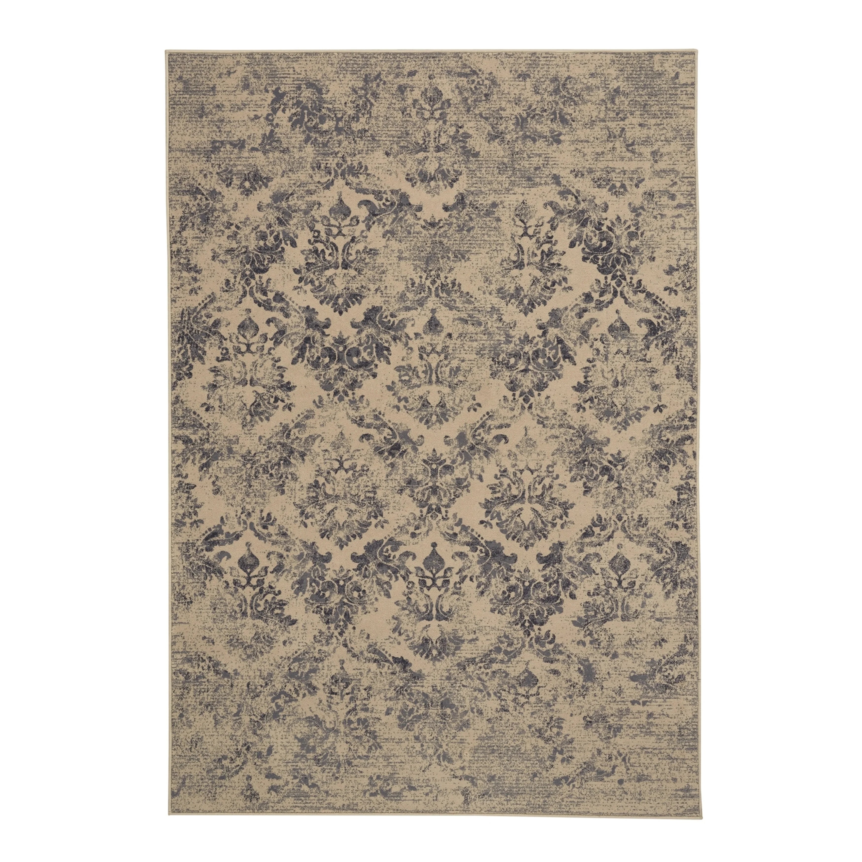 Cream Green Rectangle Machine Woven Rugs C389396