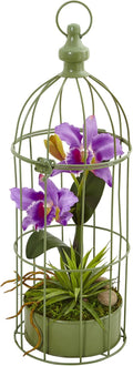 Purple Silk Orchid Arrangement in Bird Cage, Pack of 2 O27436