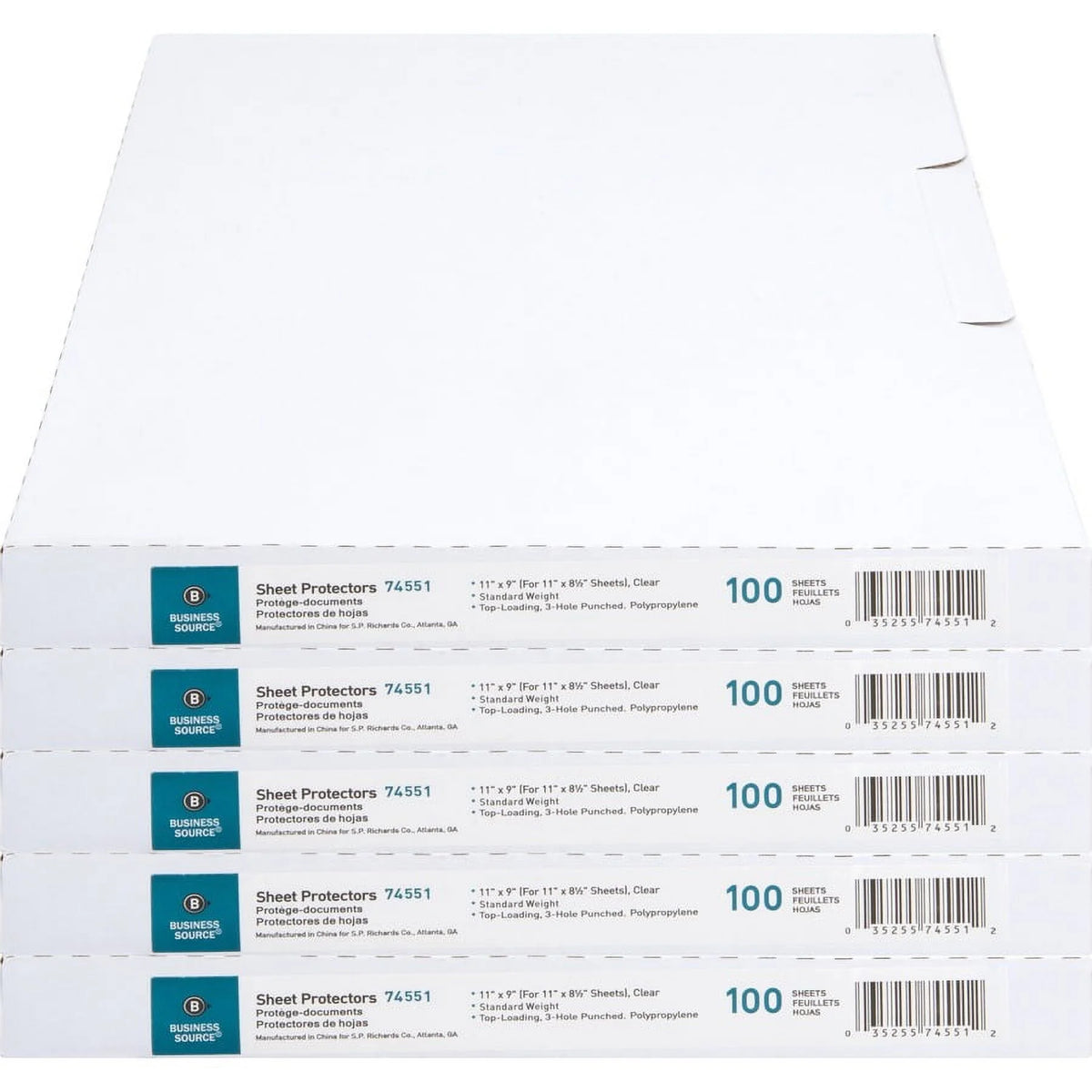Top-loading Poly Sheet Protectors for Letter 8 1/2" X 11" Sheet, 3 X Holes, Clear, Polypropylene, 500 / Carton T638
