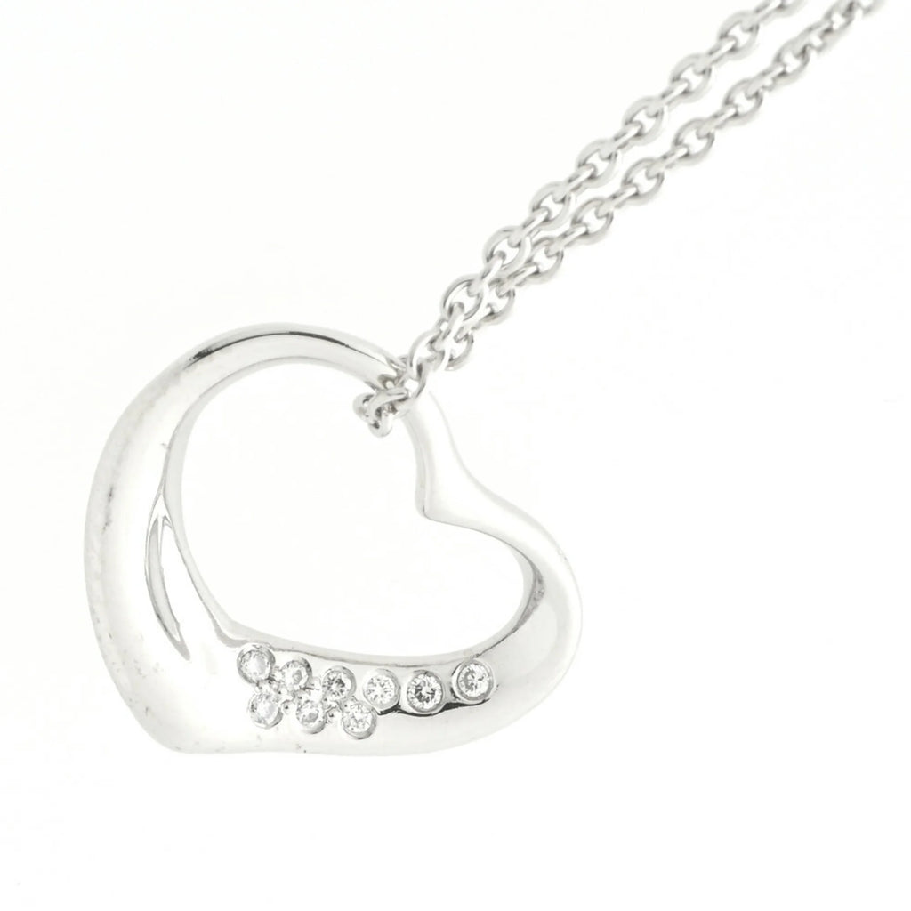 Tiffany pendant necklace open heart platinum diamond 41 cm W700