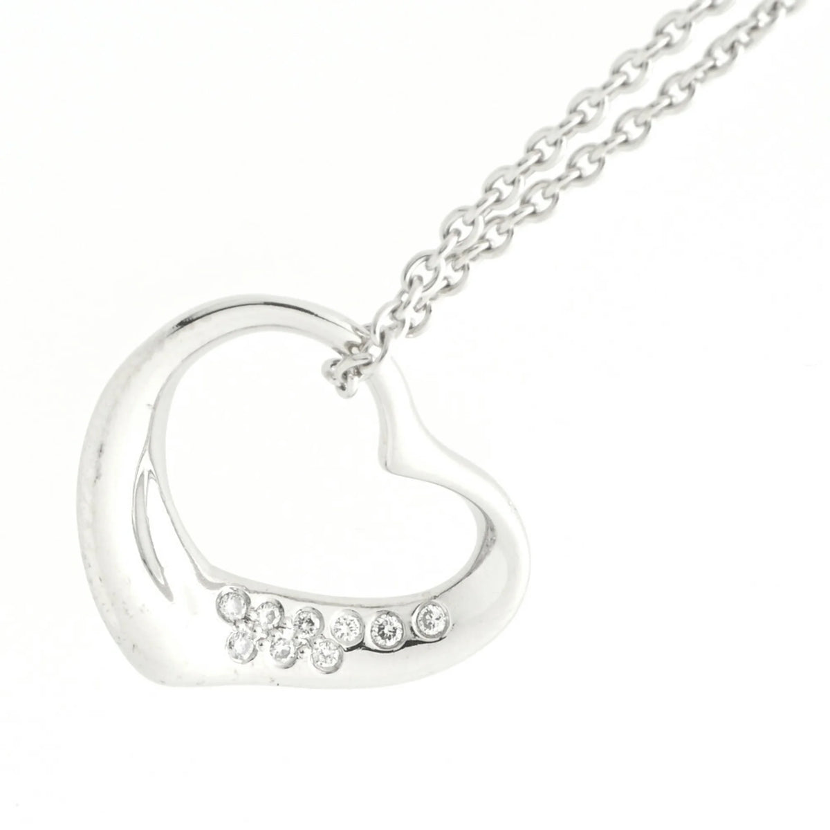 Tiffany pendant necklace open heart platinum diamond 41 cm W700