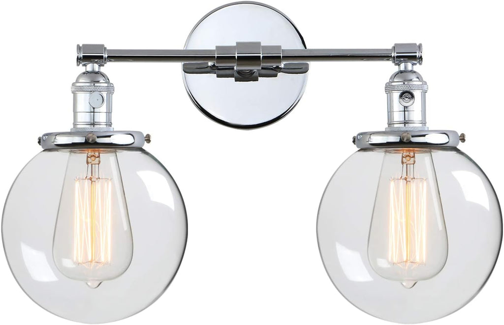 Clear Double Sconce Wall Light with Glass Round Canopy S4981