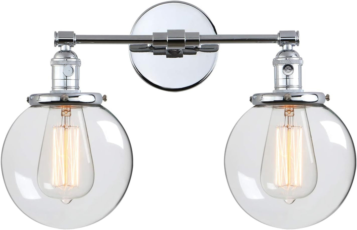 Clear Double Sconce Wall Light with Glass Round Canopy S4981