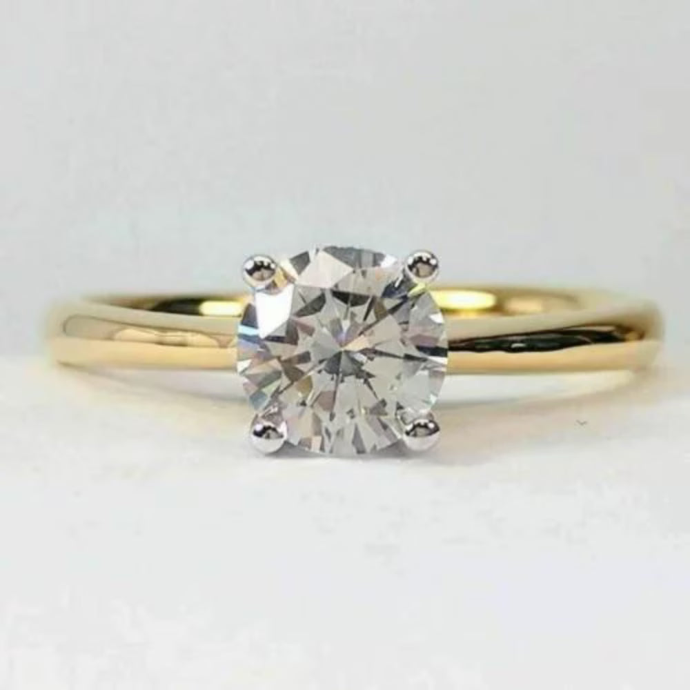 14K Yellow Gold Plated Moissanite Solitaire Ring Z488874