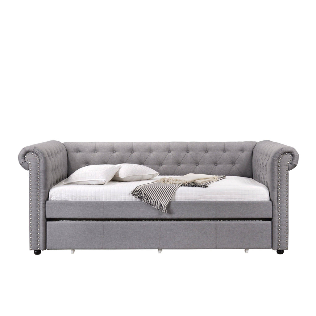 Smoke Gray Fabric Daybed u0026 Trundle - Twin Z4857