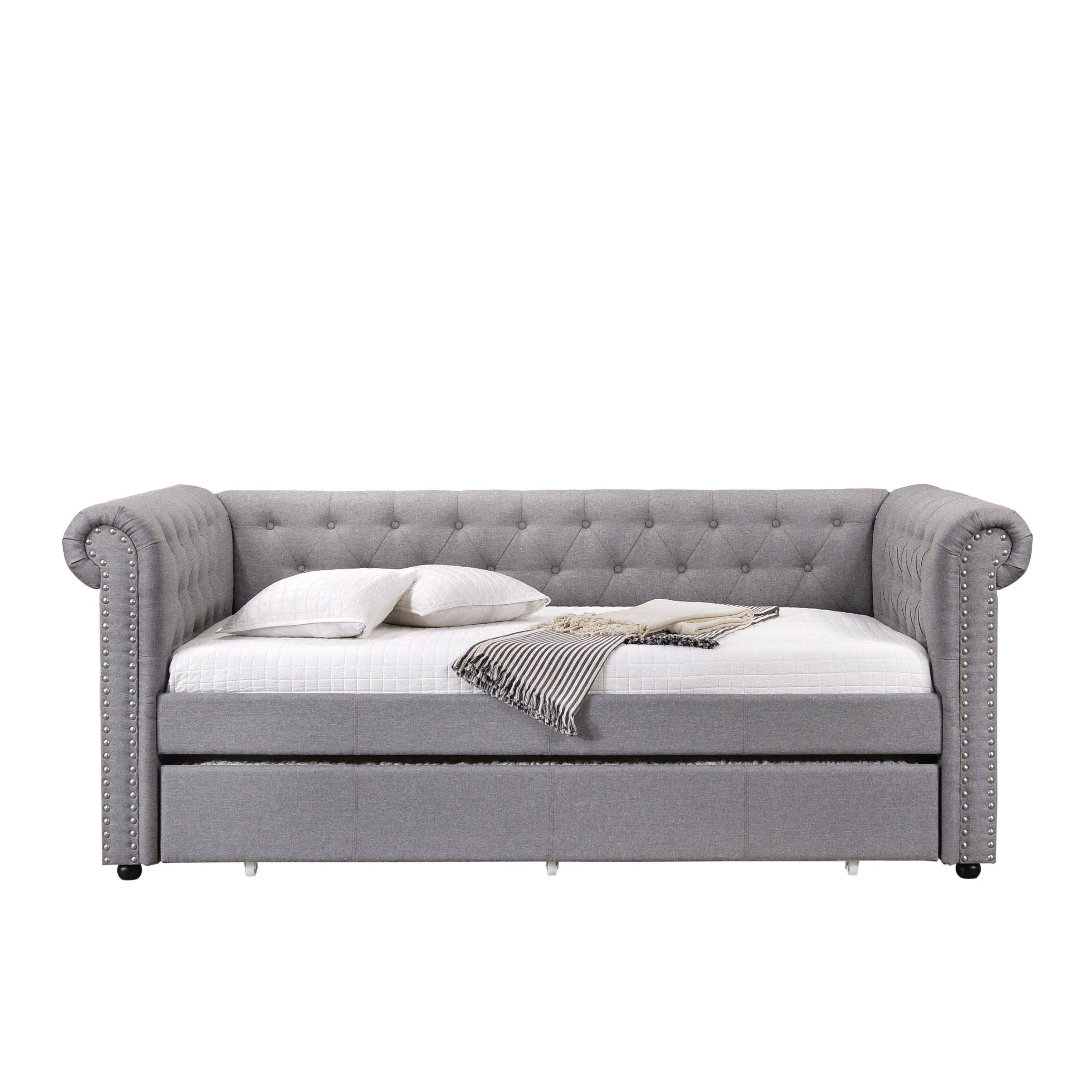 Smoke Gray Fabric Daybed u0026 Trundle - Twin Z4857
