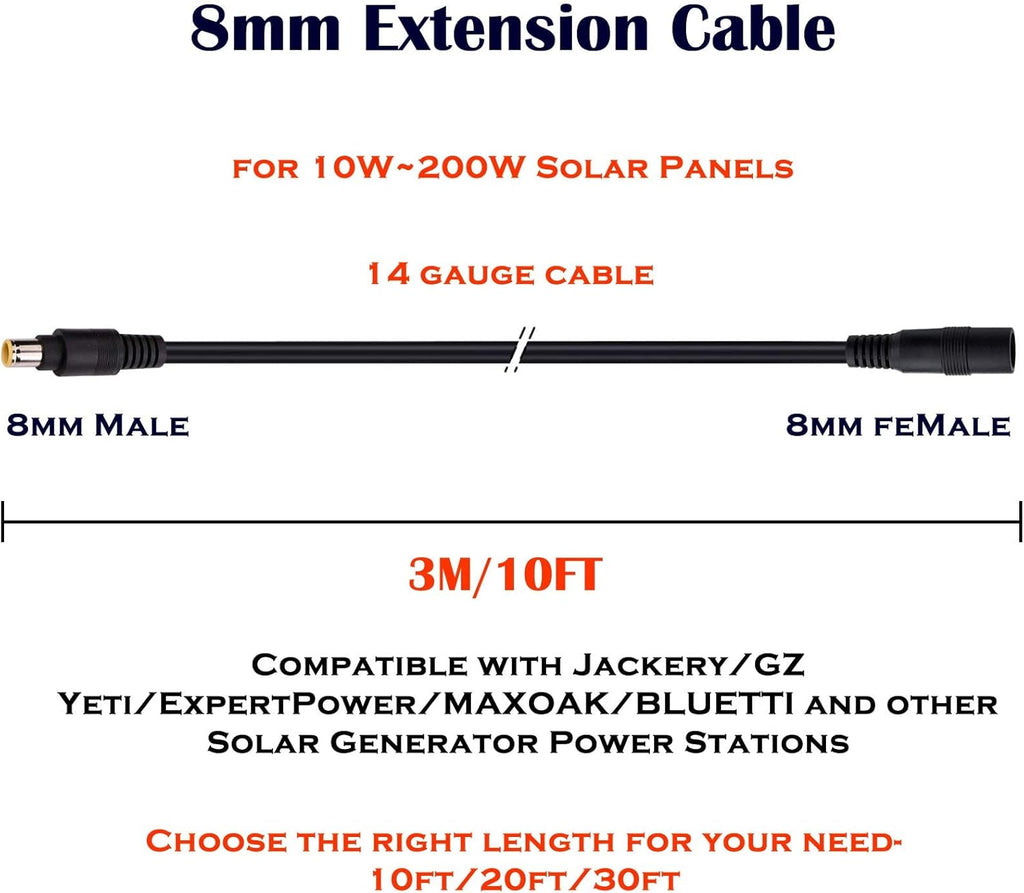 8mm Extension Cable 20Ft 6M DC 8mm Cord 14AWG F55353