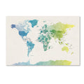 Watercolour Political Map of The World Canvas Art P413796