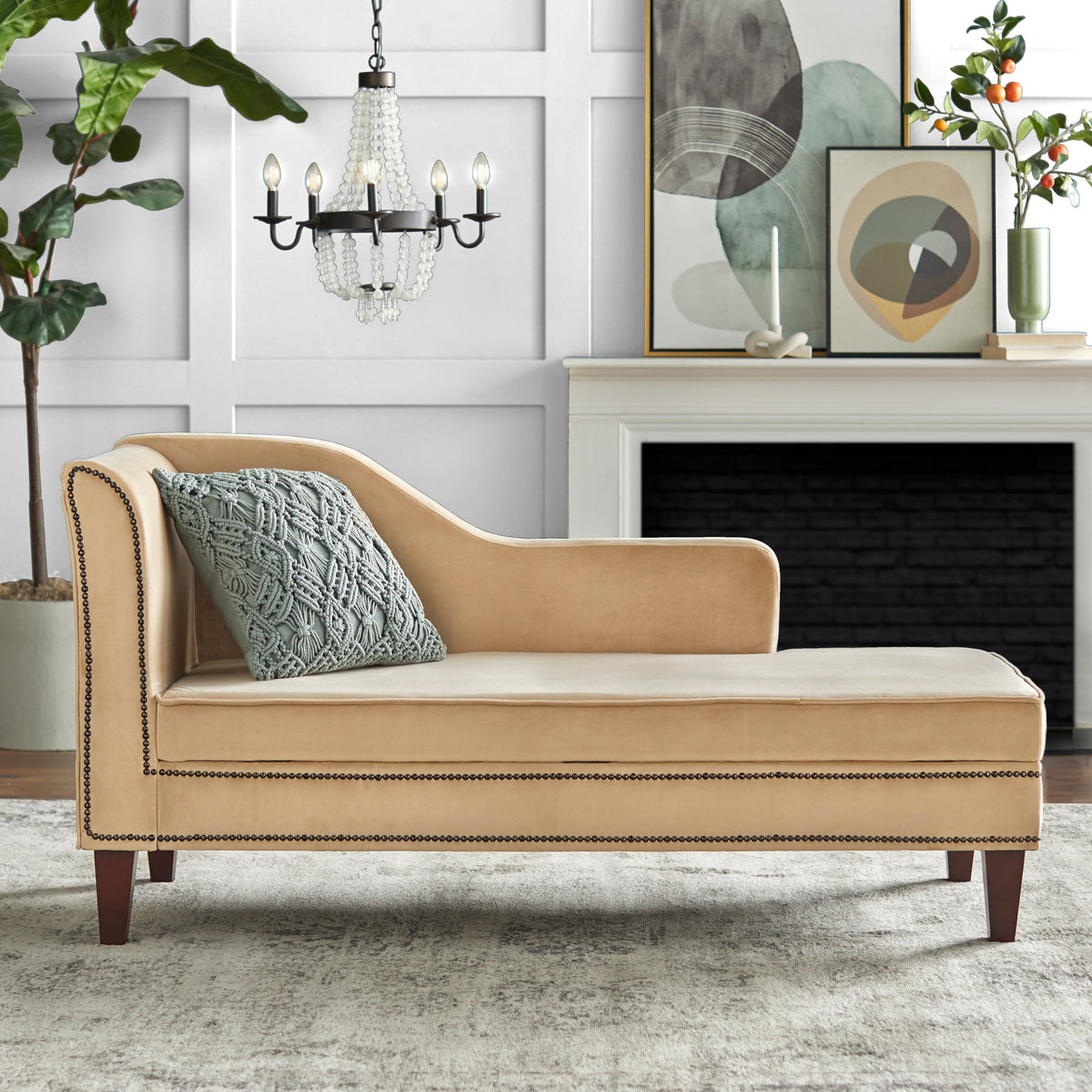 Light Grey Storage Chaise E8031