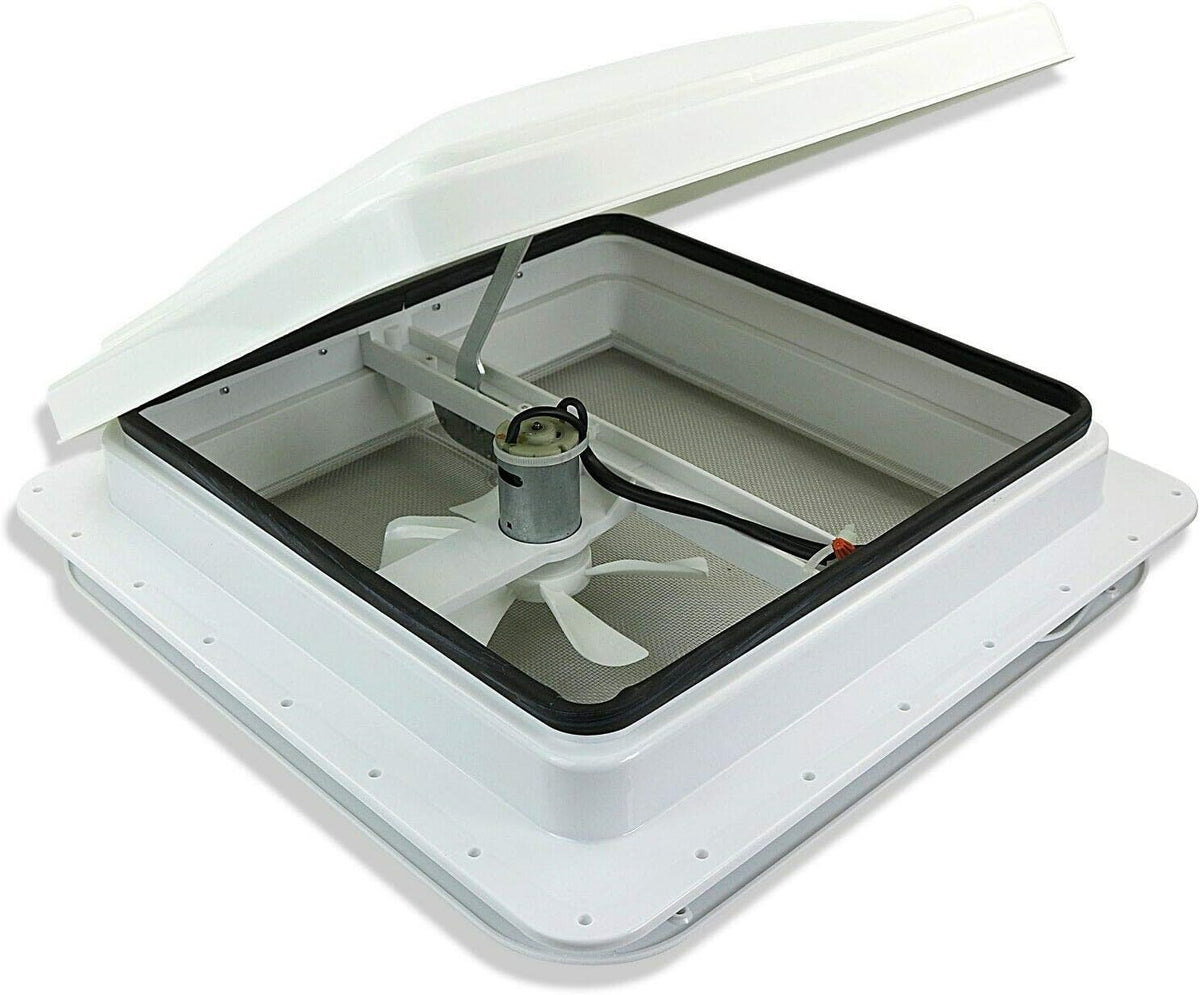 White 12V RV Roof Vent Fan with 6 Blades T628811