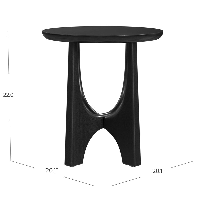 Black Wood Round End Table Y250327
