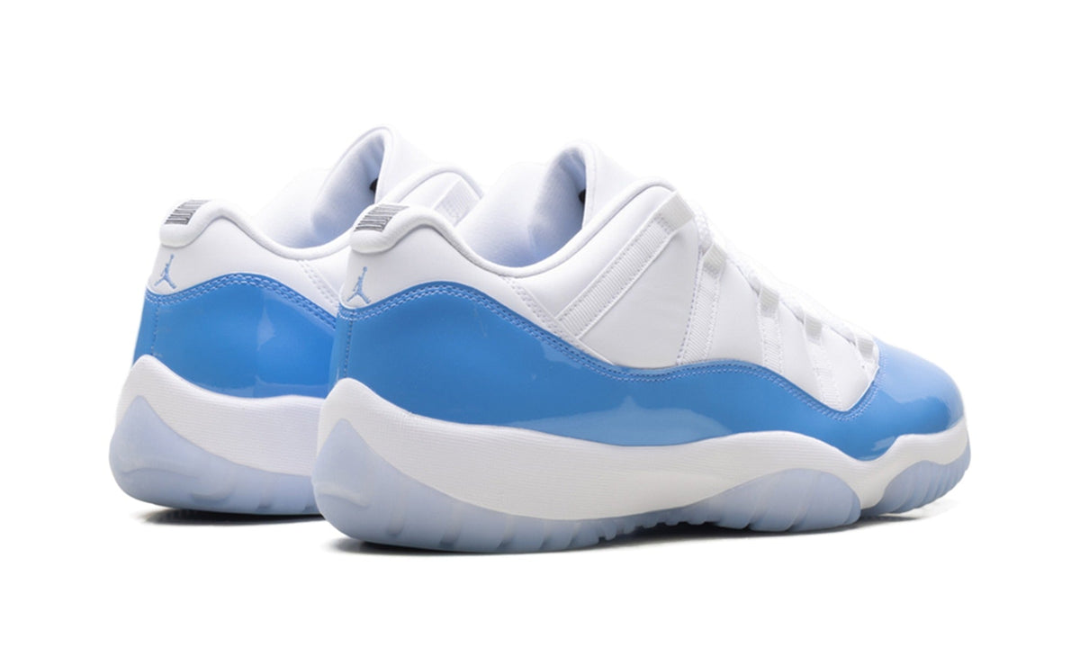 Air Jordan 11 Retro Low Sneakers - White/Light Blue with Glossy Overlays