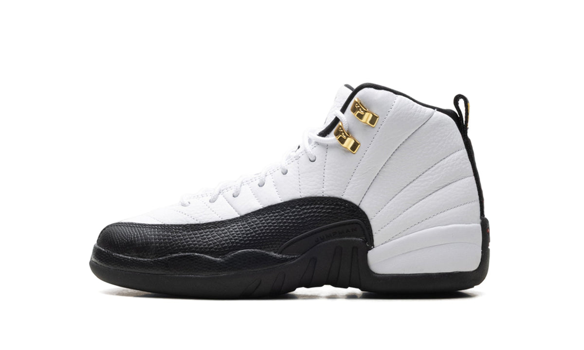 Air Jordan 12 Retro High-Top Sneakers - White and Black with Gold-Tone Eyelets